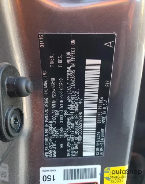 2016 Toyota Sienna Xle from USA, damaged, VIN 5TDDK3DC6GS129420